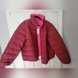 Wild Fable Woman's Red with Pink Lining Puffer